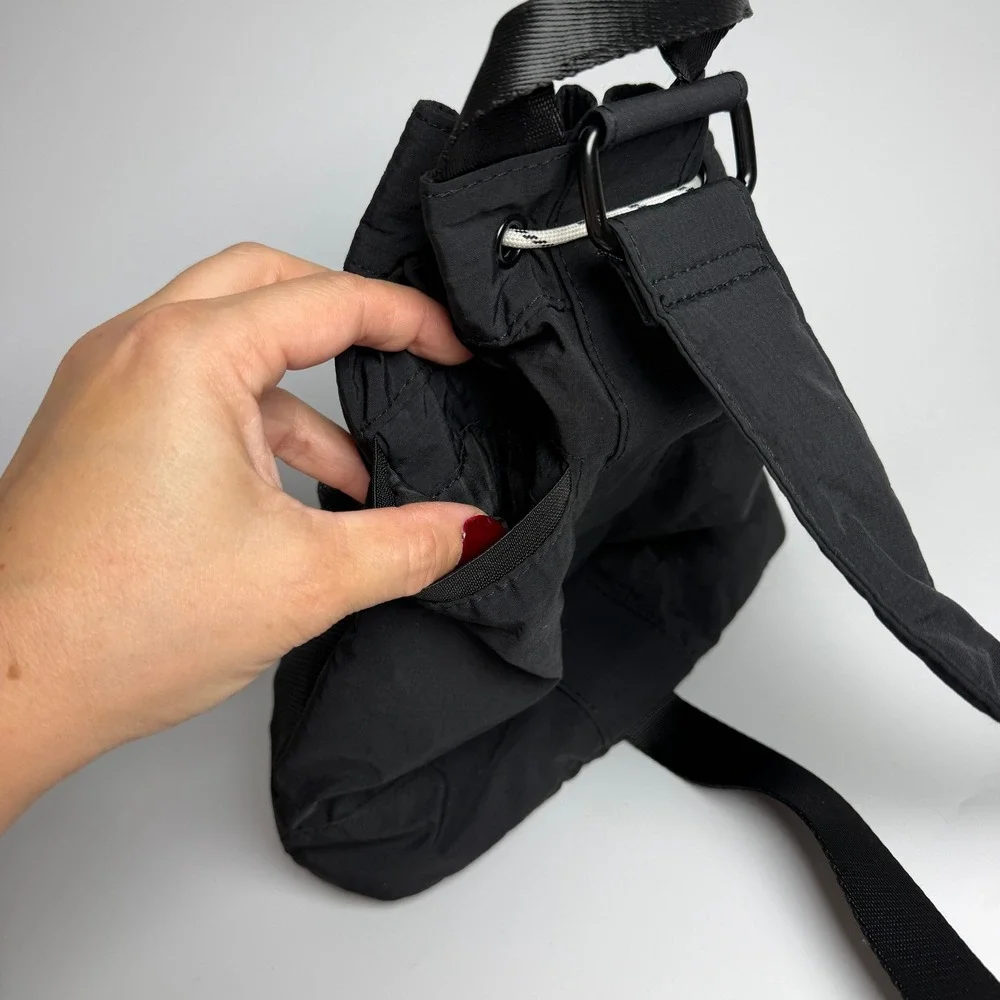 Athletic Works Women Sling Backpack Small Black Mesh Pockets Gym Outdoors Hiking